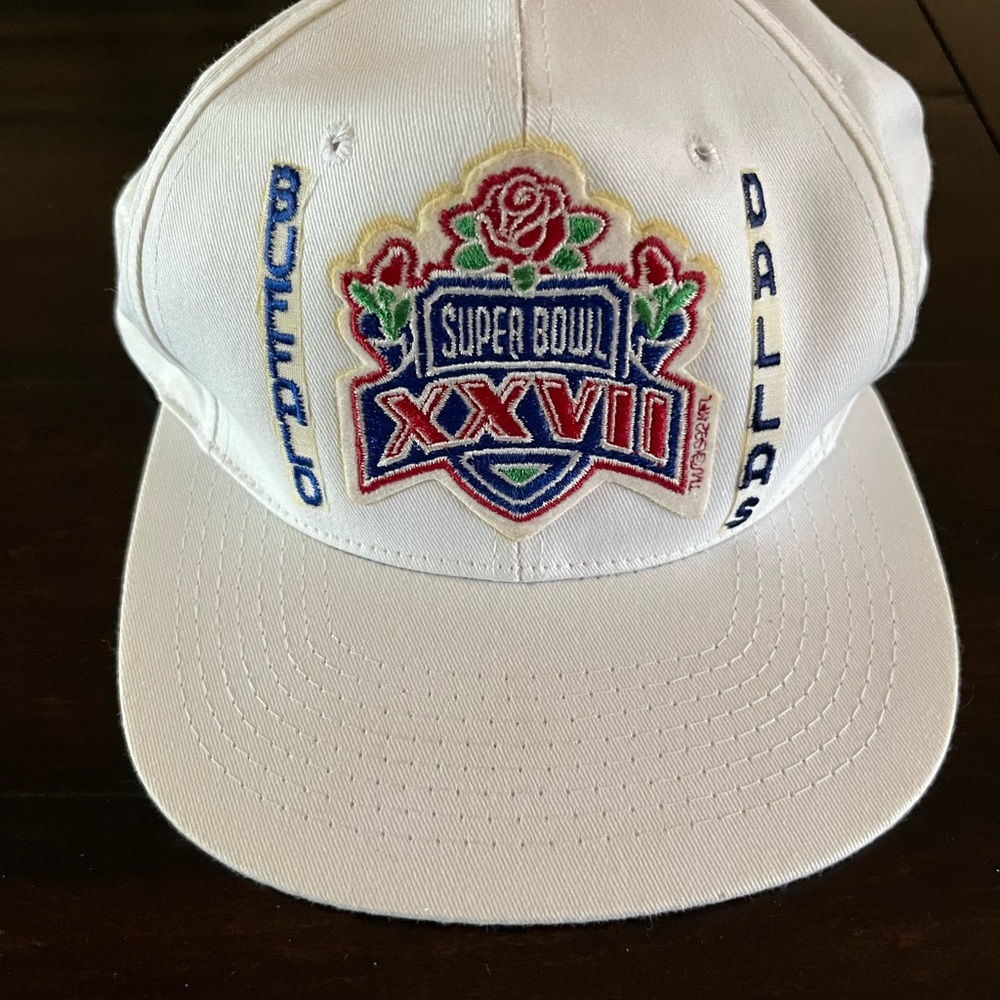 Vintage Super Bowl XXVII White Rose Logo Hat - Buffalo vs Dallas